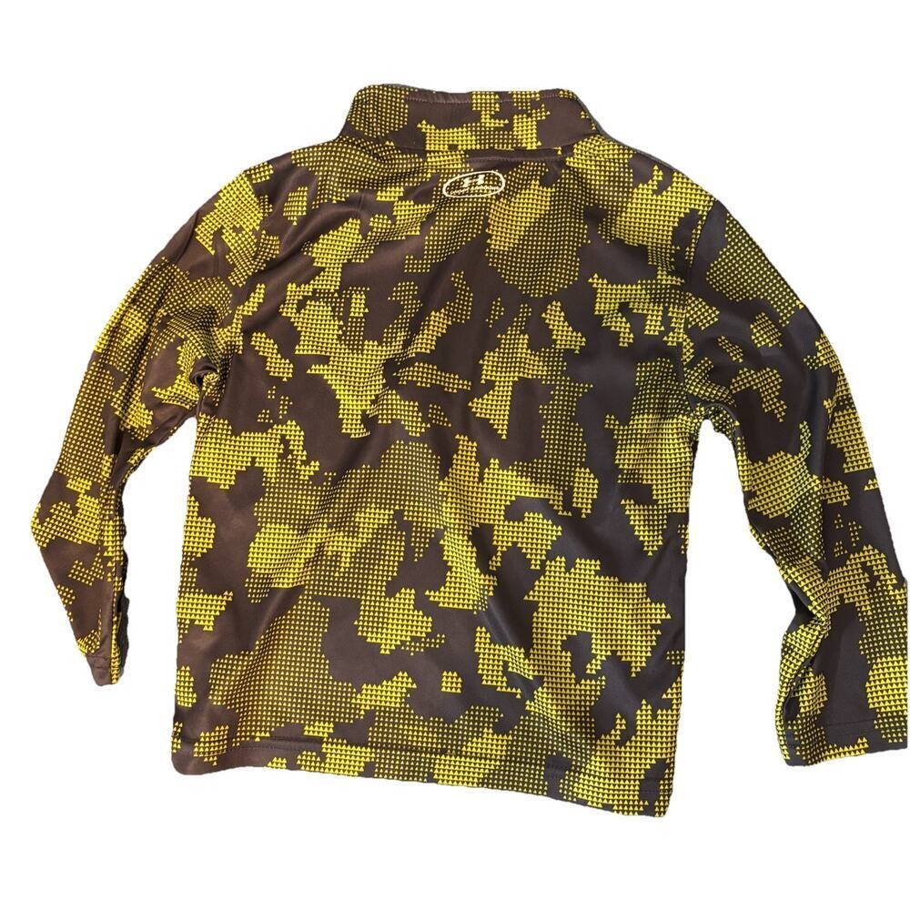 Boys Kids Youth Under Armour Long Sleeve Zip Pullover Shirt Yellow Gray 2T - Picture 3 of 4